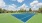 a tennis court with a net