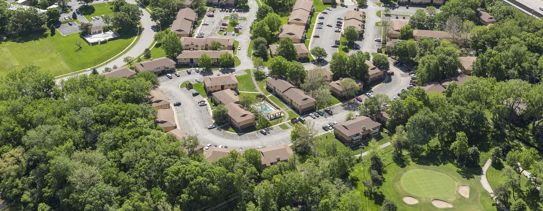 an aerial view of a neighborhood