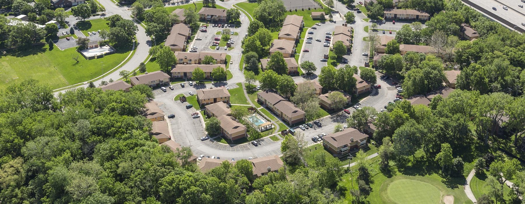 an aerial view of a neighborhood